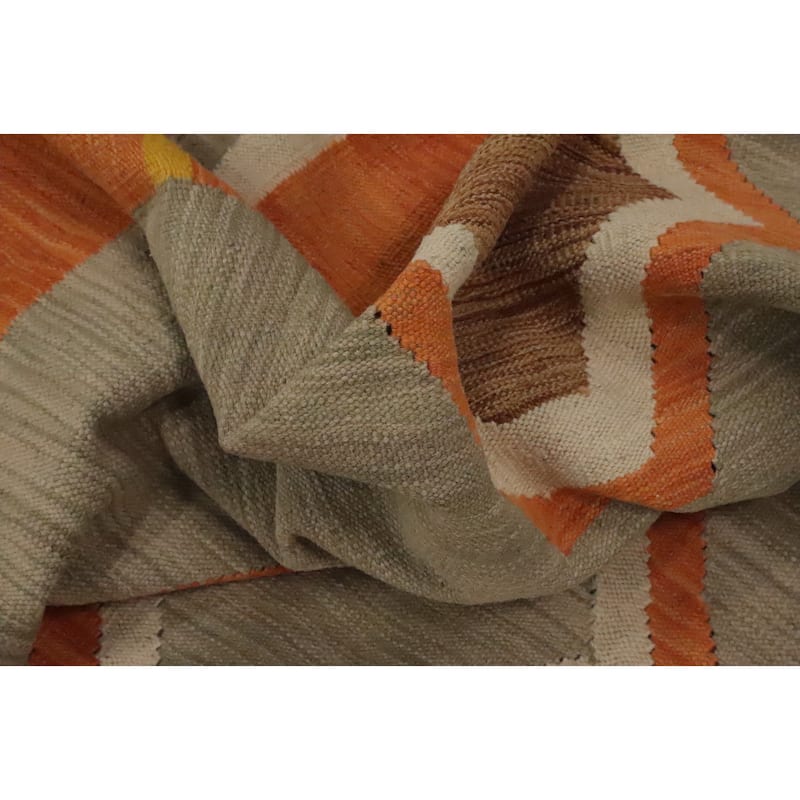 Hand Woven Oriental 100% Wool Carpet Southwestern Tribal Greys & Charcoal Kilim Area Rug - 11' 7'' X 9' 5''