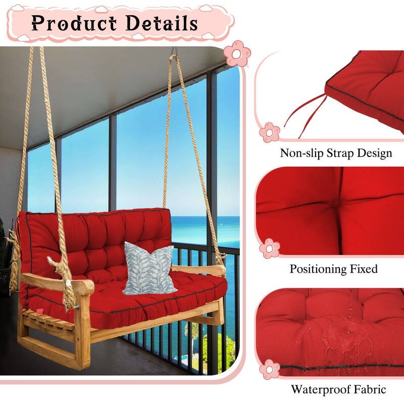 Porch Swing Replacement Cushion, 55in Outdoor Bench Cushions with Backrest Thicken 4"