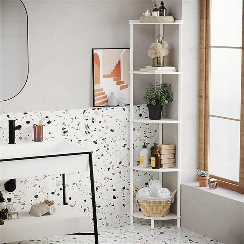 5 Tier Corner Shelf Stand - 12.2"D x 12.2"W x 64.9"H