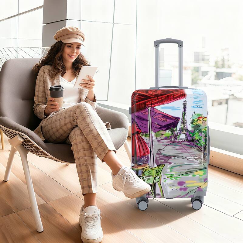 3-Piece, Luggage Sets, Multifunctional Luggage with Printed Pattern and Combination Lock, for Boarding Travel, Coffee