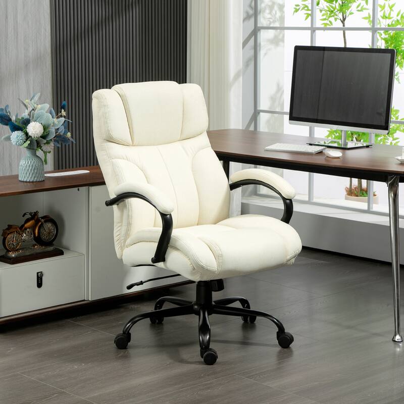 500lbs Capacity Big and Tall Office Chair with Wide Seat and Adjustable Height ,Executive Linen Finish