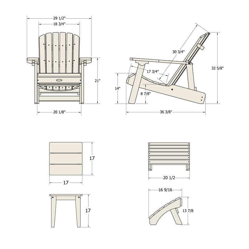 BAHIA VERDE OUTDOORS Cape 5-Piece Adirondack Conversation Set