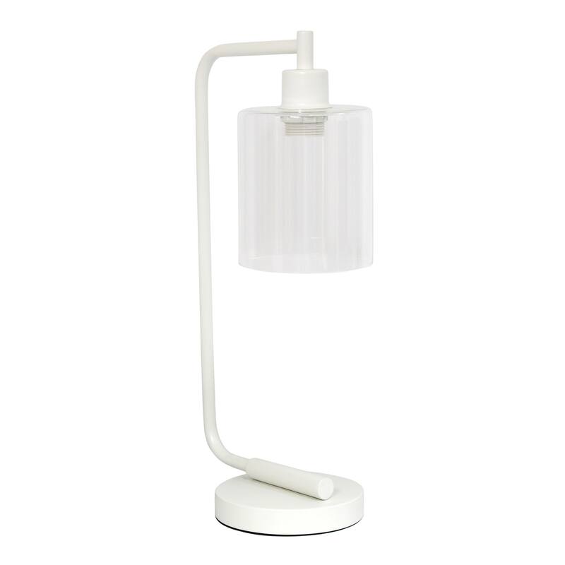 18.8 in. White Finish Table Lamp with White Shade, Desk Lamp for Writing and Computer Desks