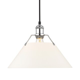 Yep by Golden Lighting Orwell 1-light 14in Pendant in Chrome and Opal Glass - Silver
