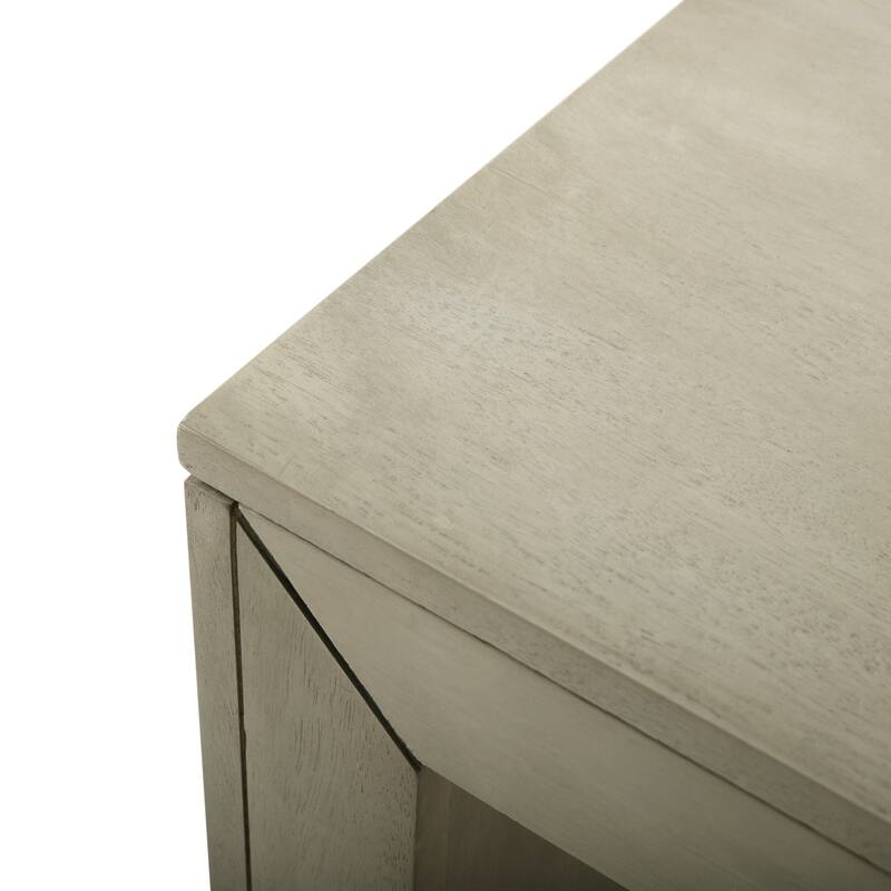 Roomfitters Farmhouse Acacia Wood Dining Bench with Slat Top and Hand Crafted Finish, Light Grey Oak Wood