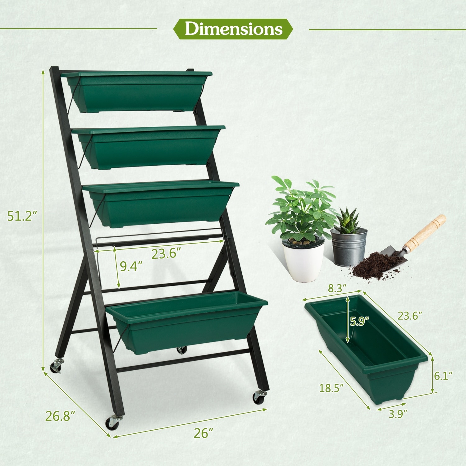 Kinbor 5-Tier Vertical Raised Garden Bed, Elevated