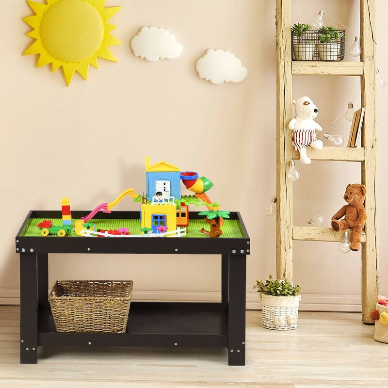 Gymax Patented Wood Kids Activity Play Table Block Table Multifunction - 32.5'' x 17'' x 19.5''