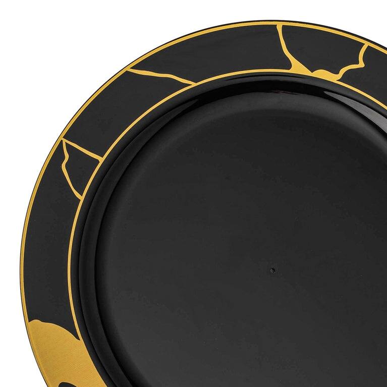 Elegant Marble Rim Disposable Plastic Plate Packs - Party Supplies