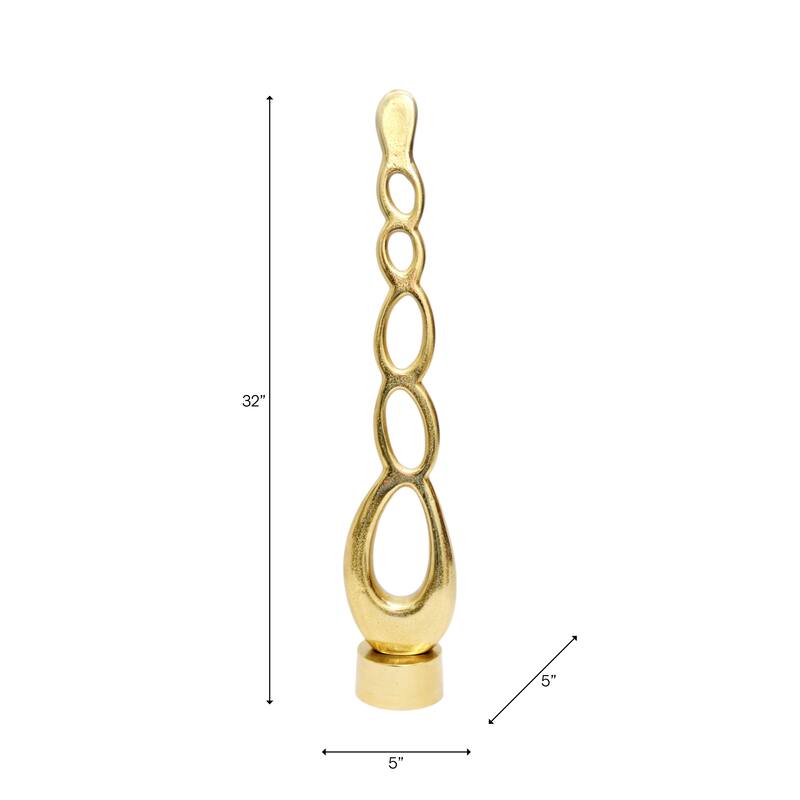 Aluminum Abstract Chelmsford Sculpture Home Decor - 32" Gold - 5" x 5" x 32"