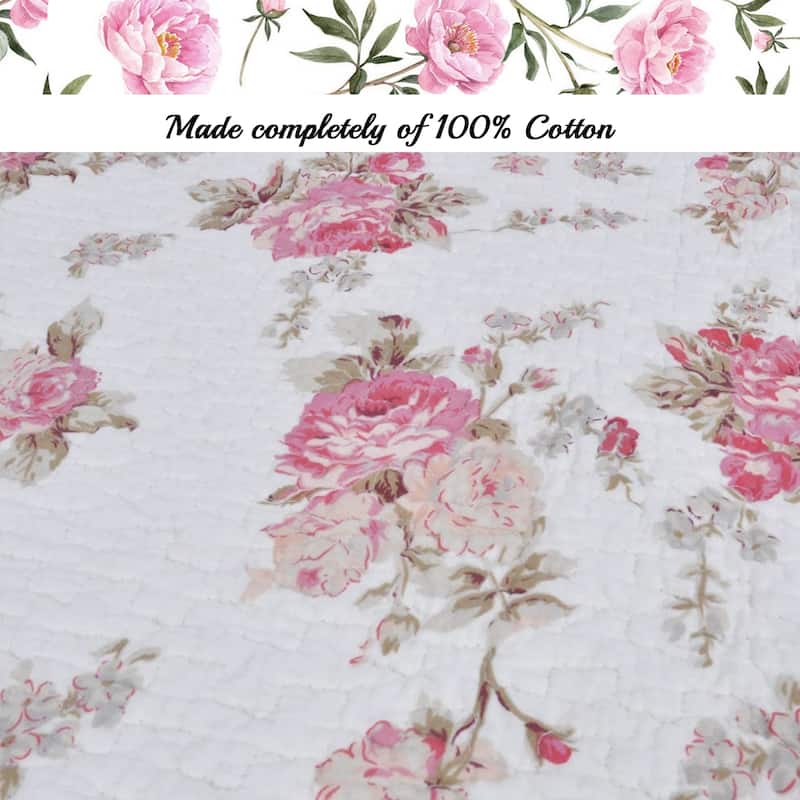 Chic Shabby Spring Rose Quilted Throw Blanket