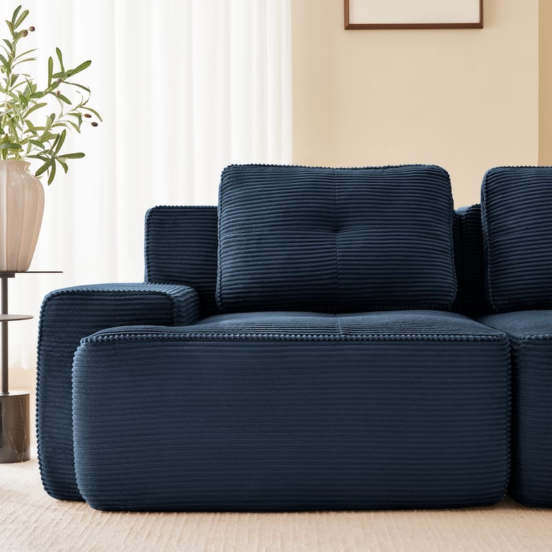 Modern U-Shaped Corduroy Sectional Sofa Couch with Removable Ottoman