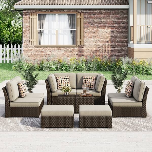 Corvus Oreanne 10 Piece Brown Wicker Patio Furniture Set Overstock 17138871