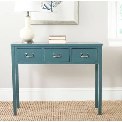 SAFAVIEH Cindy Teal 3-drawer Console Table - 39.4" x 14.2" x 31.7"