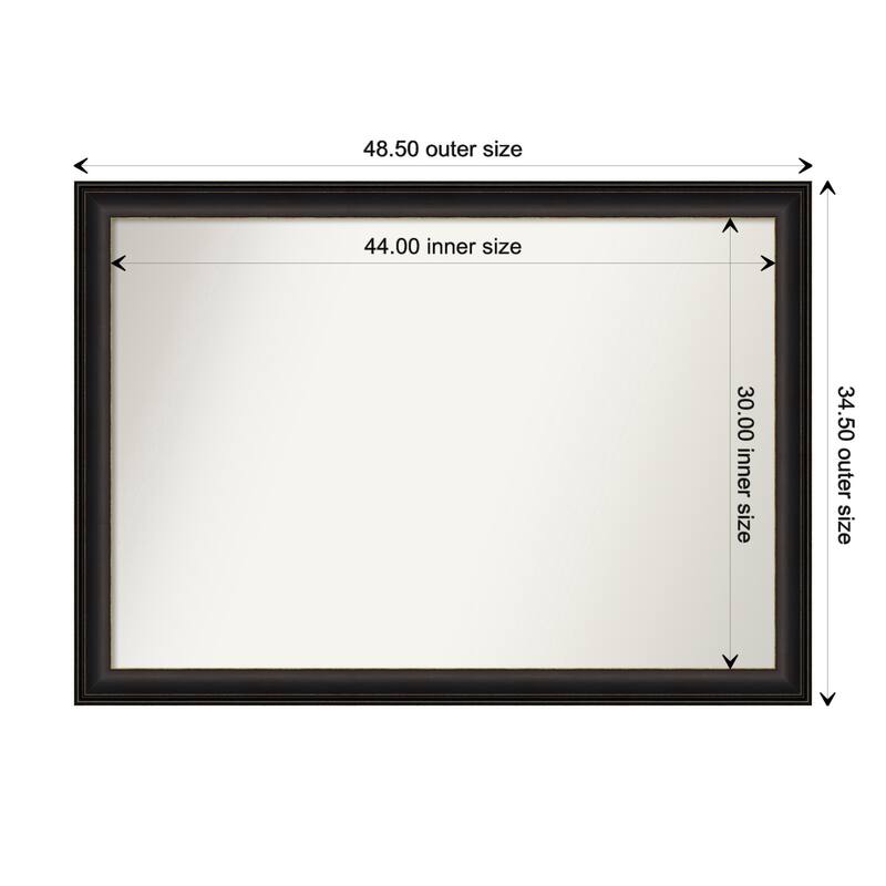Trio Oil Rubbed Bronze Framed Non-Beveled Custom Wall Mirror, Bathroom Vanity Mirror - Outer Size: 48.5 x 34.5
