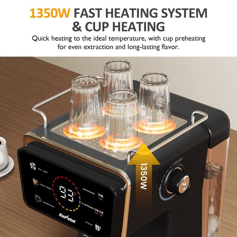 20 Bar Espresso Machine for Home and Office, Single/Double Espresso, Americano and Cold Brew