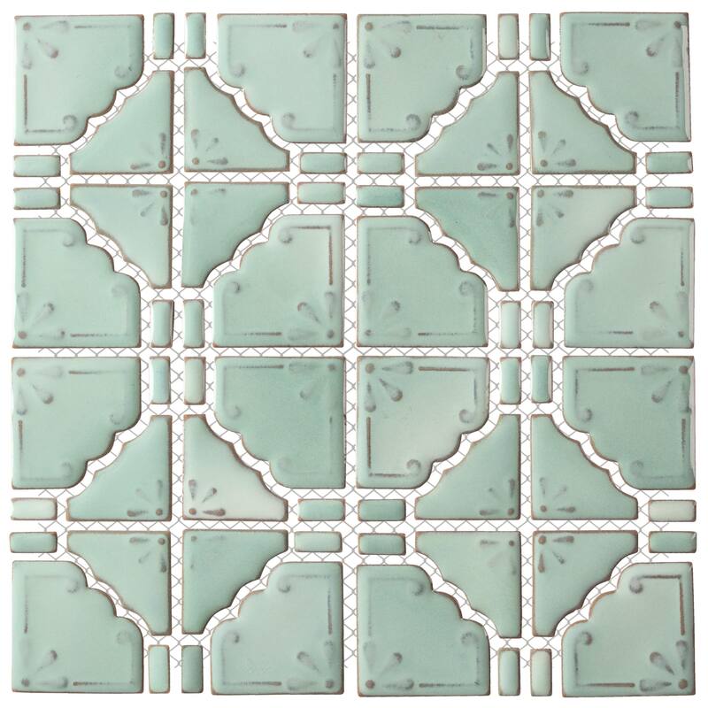 Merola Tile Hudson Moonbeam Mint Green 11-7/8" x 11-7/8" Porcelain Floor and Wall Tile