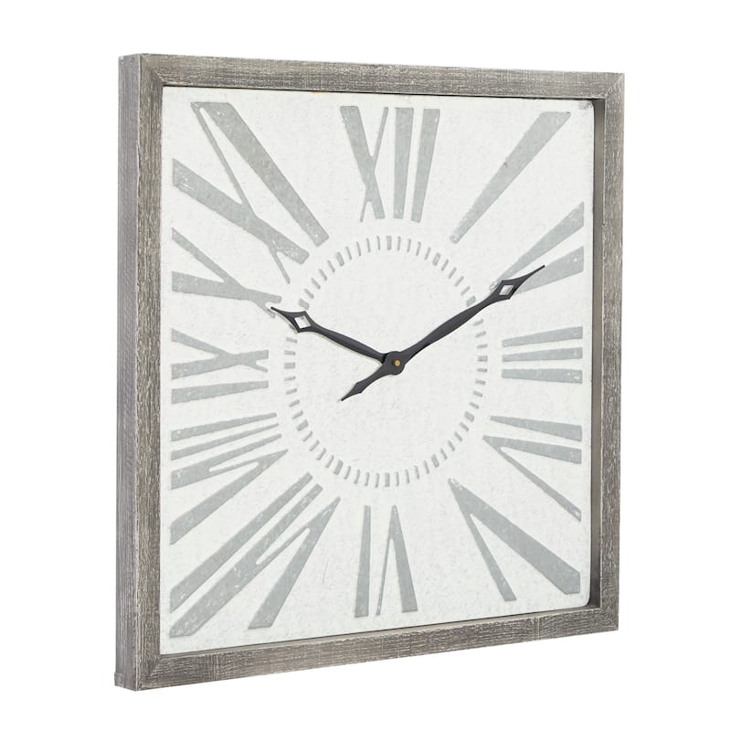 Metal Distressed Square Wall Clock - Gray - Roche River Decor - 2"W x 25"L x 25"H