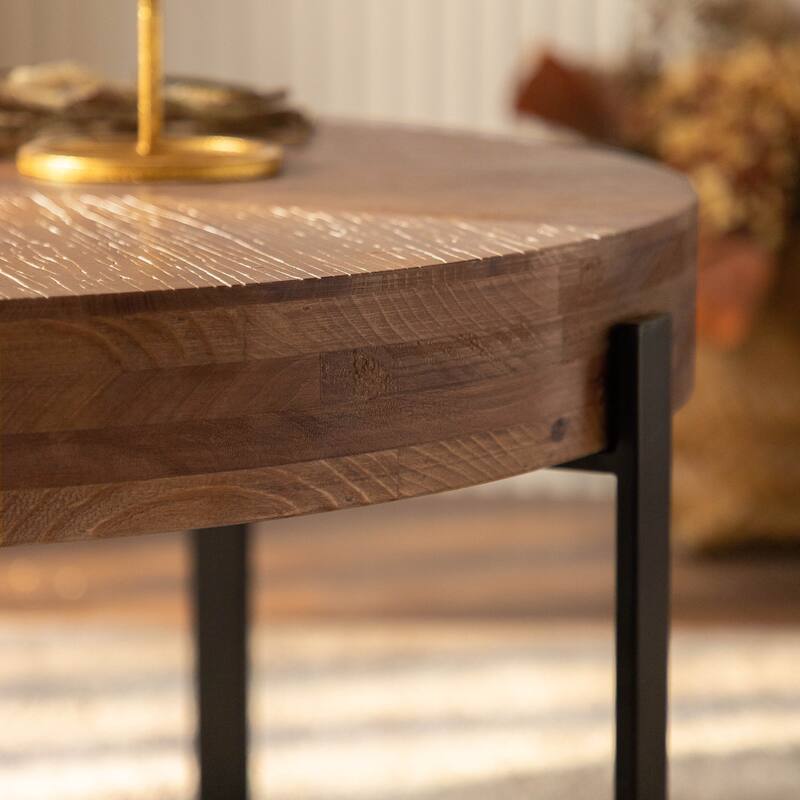 33.86"Modern Retro Splicing Round Coffee Table