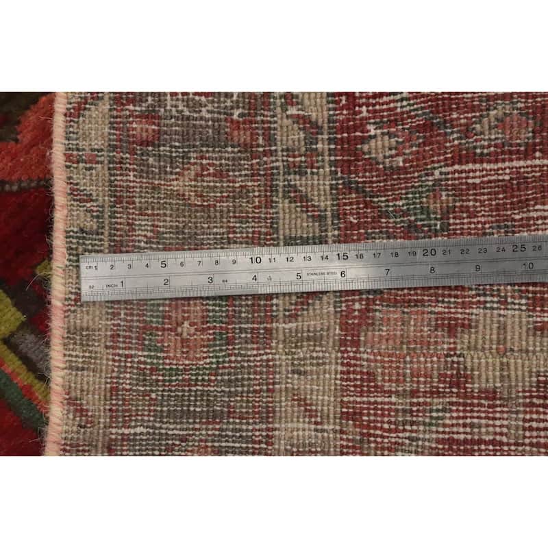 Hand Knotted Oriental 100% Wool Carpet Traditional Geometric Red Heriz Runner Rug - 11' 2'' X 3' 8''