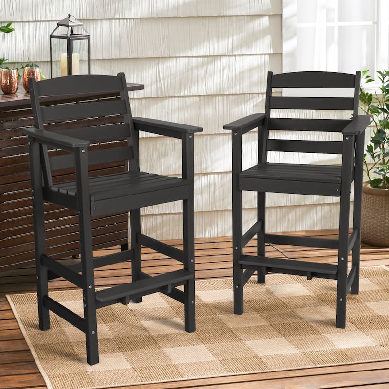 Vrakae Outdoor Adirondack Bar Stool Chairs (Set of 2)