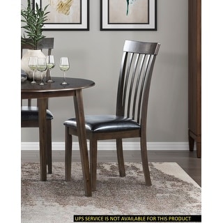 Espresso Finish Set of 2 Chairs Black Faux Leather Wooden Dining Room ...