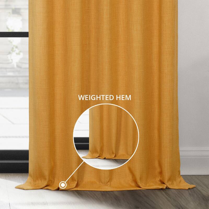 Exclusive Fabrics Textured Faux Linen Room Darkening Curtains for Bedroom & Living Room Curtains (1 Panel)