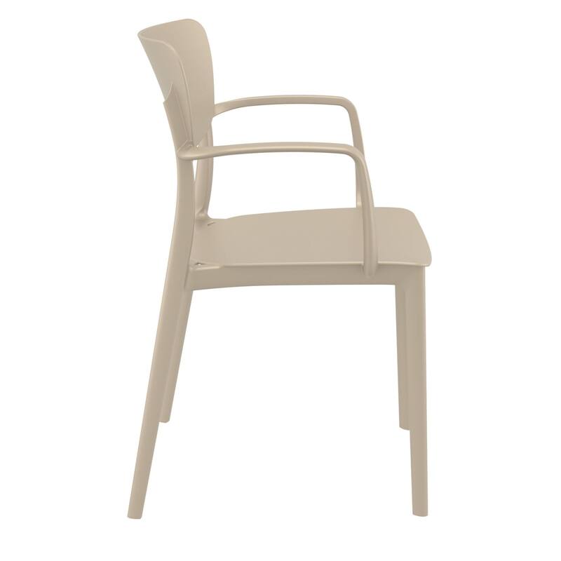 33" Taupe Brown Solid Stackable Patio Dining Arm Chair