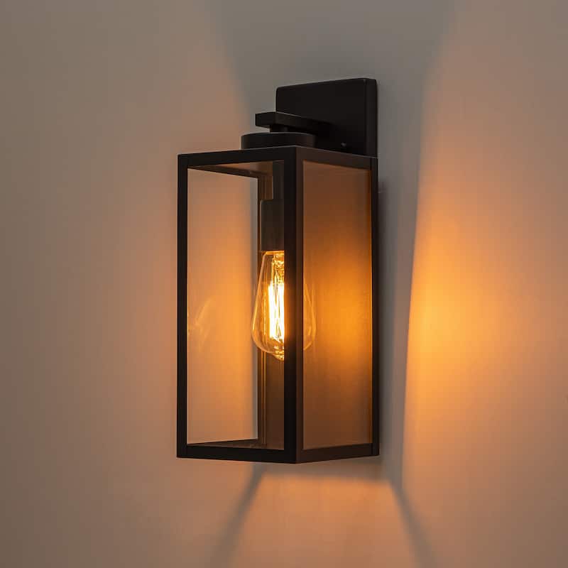 C Cattleya 1-Light Black Outdoor Wall Lantern with Tempered Glass Panes