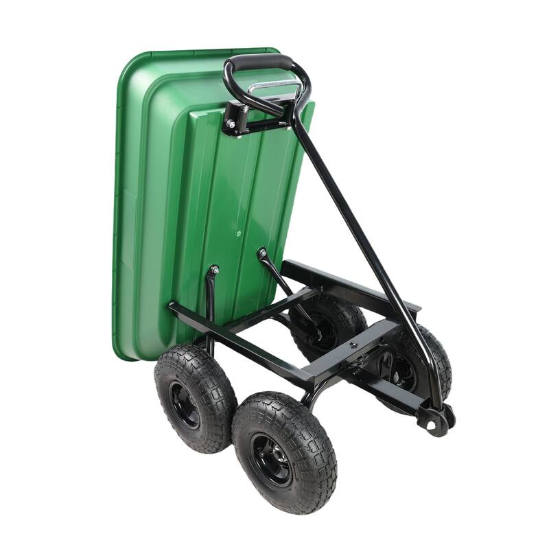 Heavy Duty Dump Truck Tool for Gardening and Outdoor Use - High Load Capacity, Wear-Resistant Tires, Easy Operation - Metal