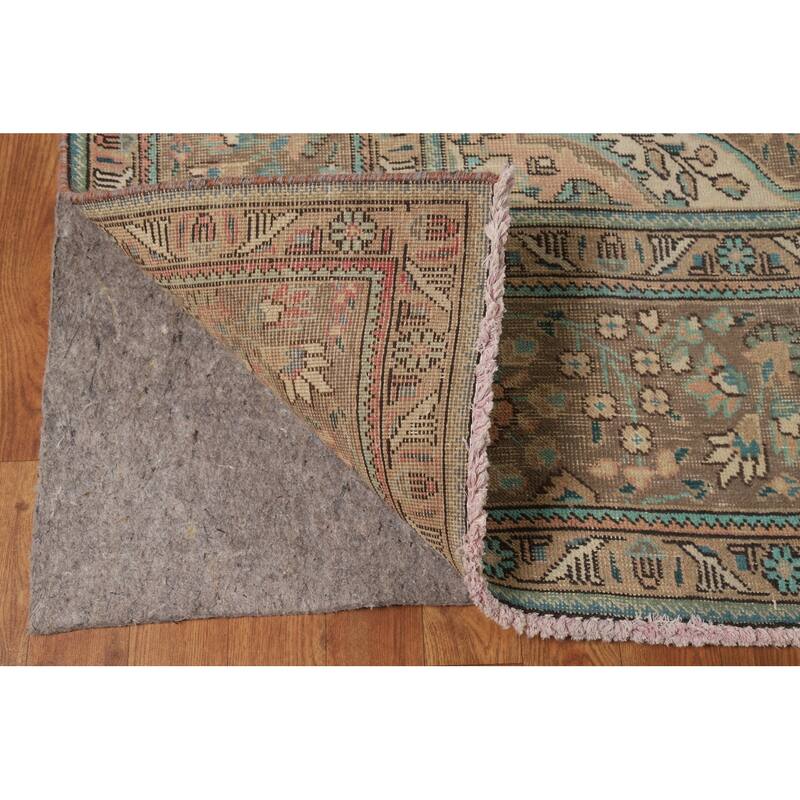 Pink Floral Tabriz Persian Area Rug Handmade Wool Carpet - 9'7" x 13'0"