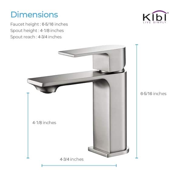 dimension image slide 2 of 4, Lead-free Solid Brass Single Handle Bathroom Vanity Faucet with Hose