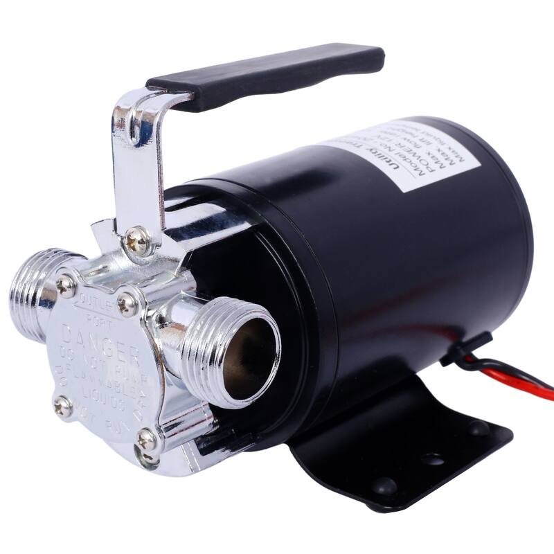 DC 12-Volt 330GPH Battery Powered Mini Portable Electric Utility Sump Transfer Water Pump with Water Hose Kit Black