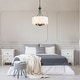 preview thumbnail 12 of 11, Modern Farmhouse Drum 4-Light Transitional Chandelier with Fabric for Dining Room Foyer - 16'' L x 16'' W x 21.5'' H