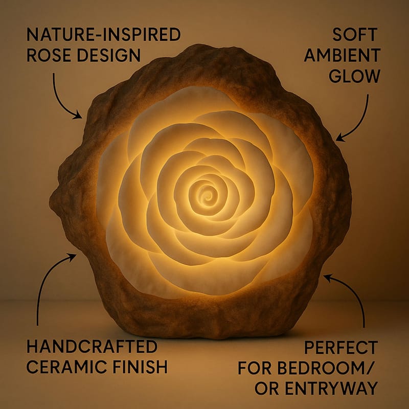 Aria Home Rose Blossom Table Lamp Sculpted Sandstone LED RGB Compatible