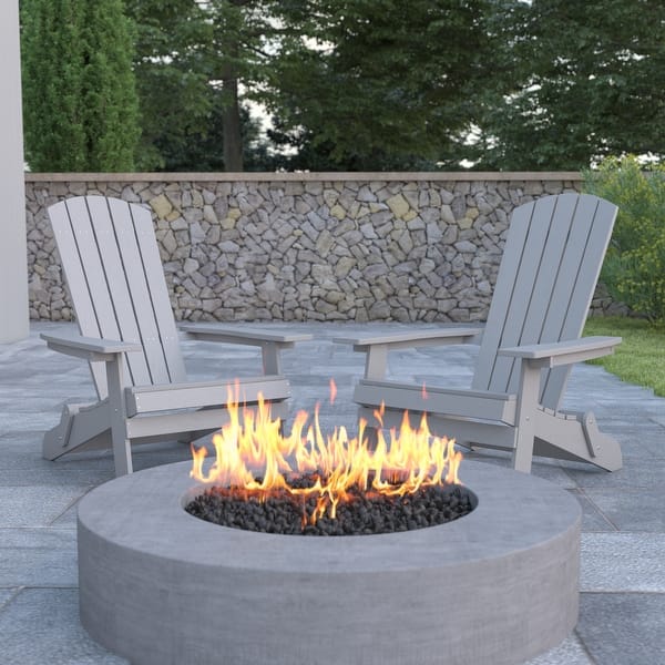 Set of Poly Resin Folding Adirondack Chair-Indoor/Outdoor Patio