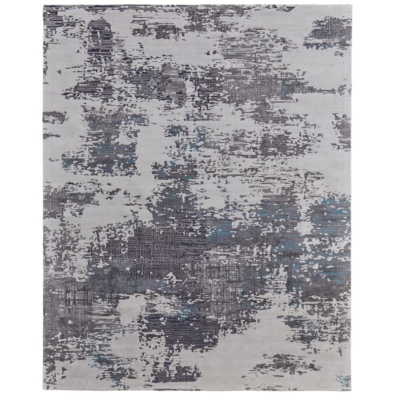 Grand Bazaar Valin Hand Tufted Abstract Modern Area Rug - 9' x 12' - Ivory/Gray/Blue
