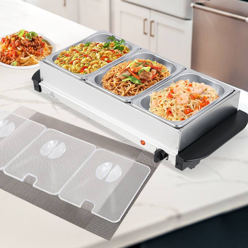 Electric Buffet Server Food Warmer with 3 Removable Trays - Multi