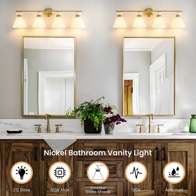 Dimmable Bathroom Vanity Light with Glass Shade