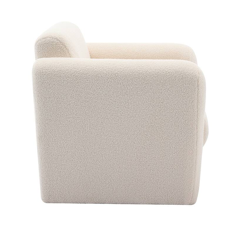 Modern Accent Chair Lambskin Sherpa Fabric