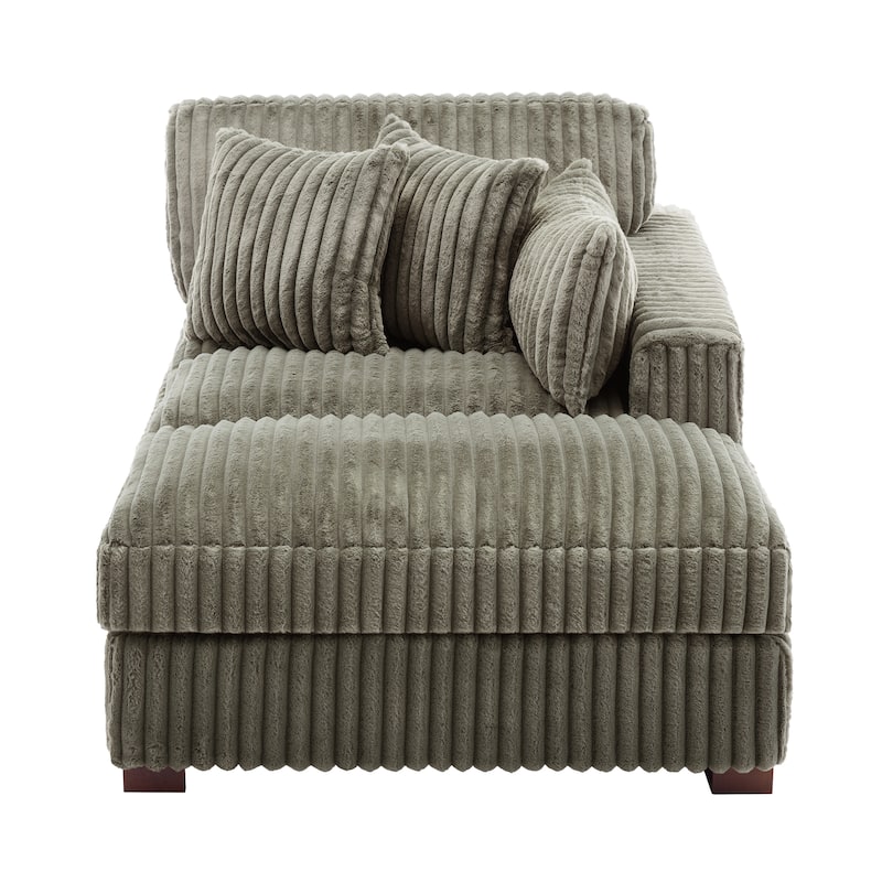 41" W Plush Corduroy Chaise Lounge with Pillows