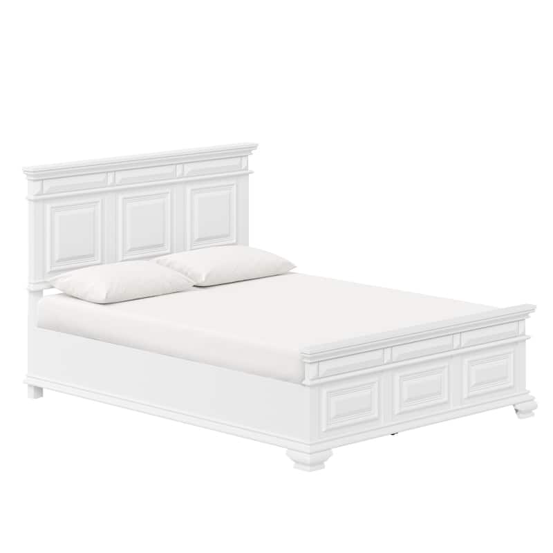 Solid Wood Retro Platform Bed with Headboard