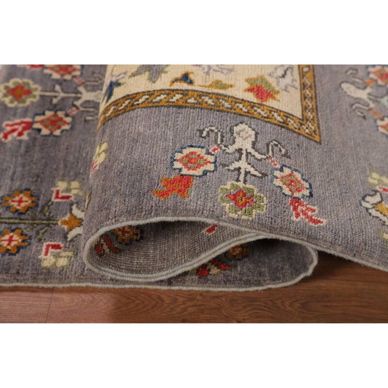 Gray Kazak Accent Rug Handmade Wool Carpet - 2'10" x 4'2"