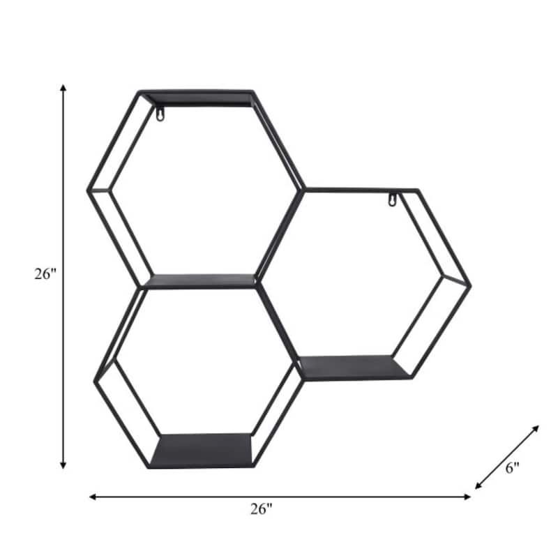 Hexagon Wall Shelf - 26" - Black
