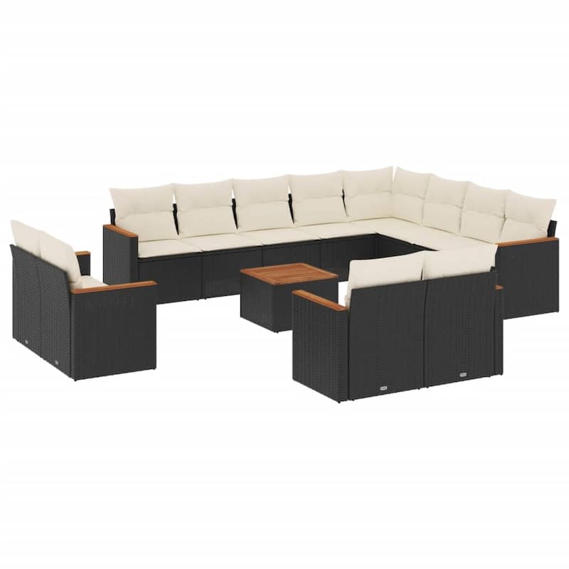 vidaXL Patio Sofa Set with Cushions Outdoor Conversation Furniture Poly Rattan