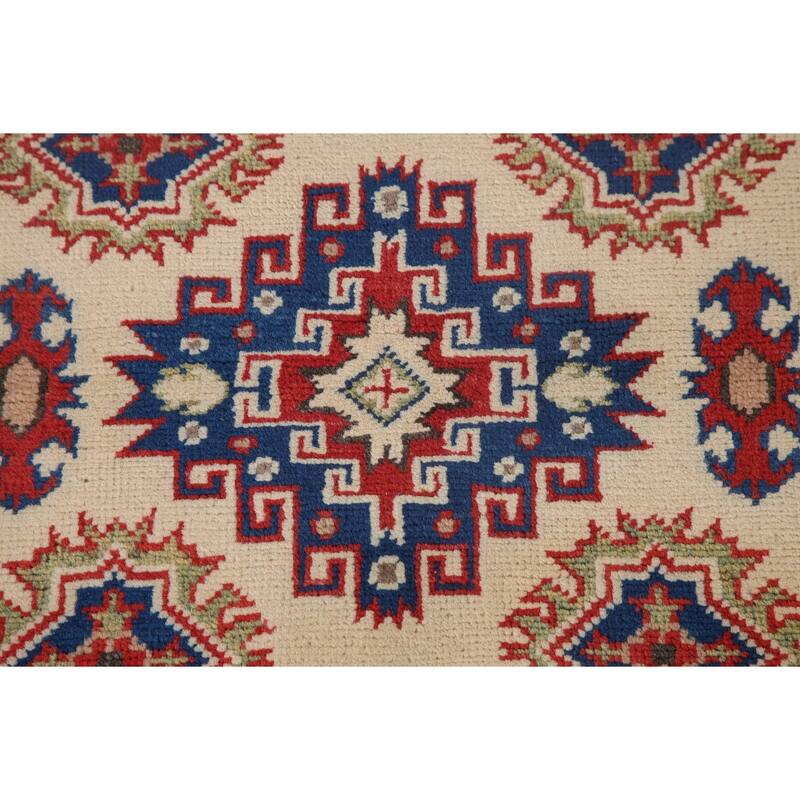 Geometric Kazak Accent Rug Handmade Oriental Wool Carpet - 2'9" x 4'1"