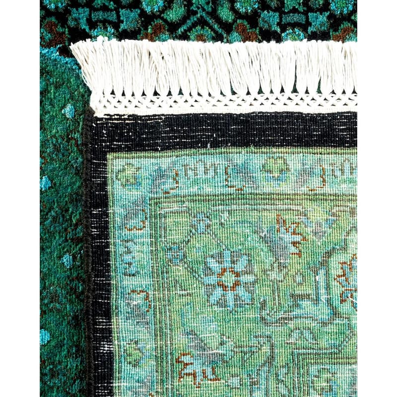 Overton Hand Knotted Wool Vintage Inspired Modern Contemporary Overdyed Blue Area Rug - 4' 1" x 6' 9"