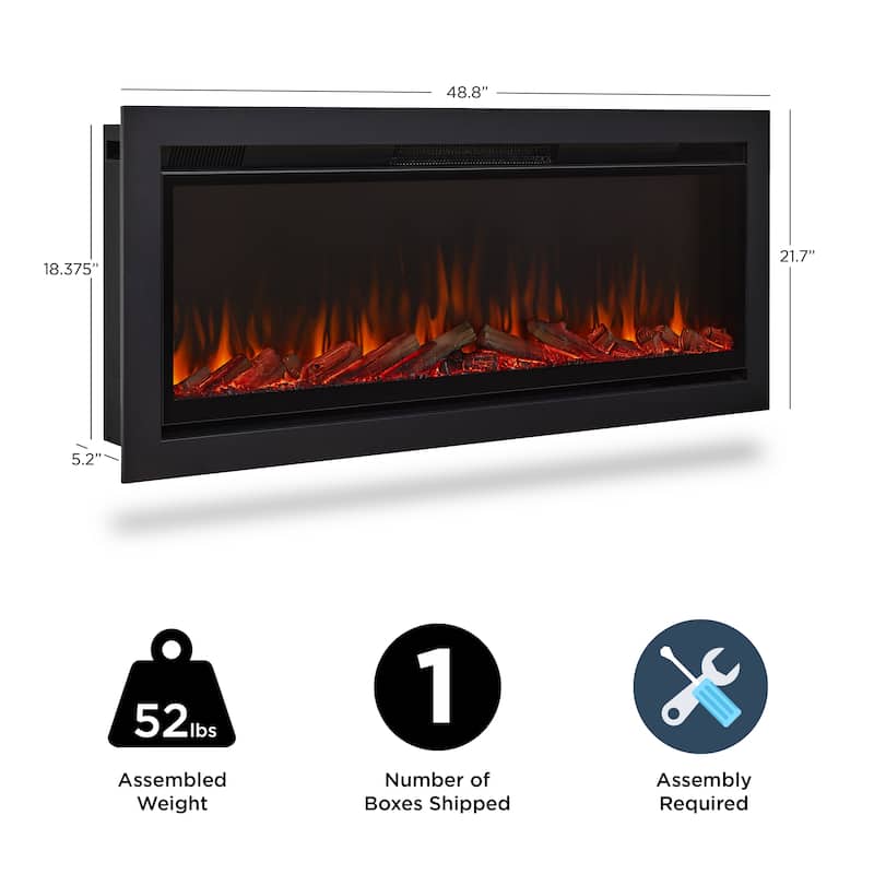 Wall Mount or Recessed Electric Fireplace Insert 48.88" by Real Flame