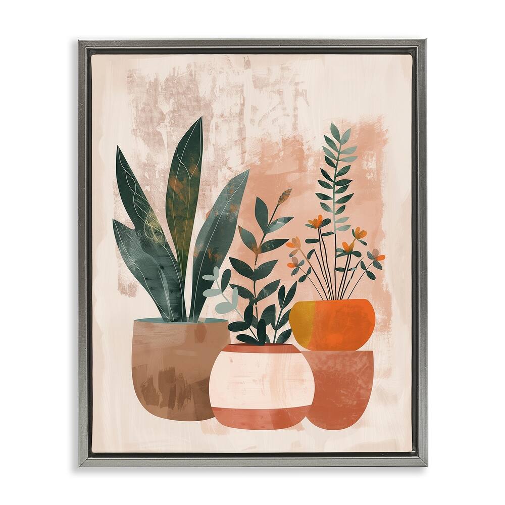Stupell Earthy Boho Potted Plants Framed Floater Canvas Wall Art Design By LSR Creative Studio