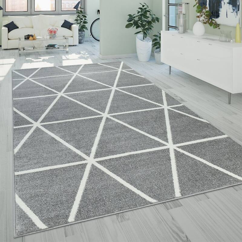 Modern Area Rug for Living Room Geometric Pattern in pastel colors - 2' x 3'3" - Grey