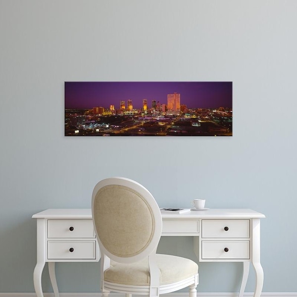 Easy Art Prints Panoramic Images's 'High angle view of skyscrapers lit up at night, Dallas, Texas, USA' Canvas Art